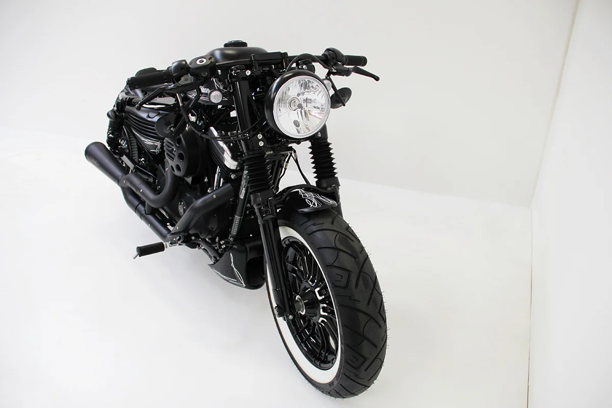 7" Scheinwerfer, schwarz mit Klarglas (passend für Harley-Davidson Modelle: Sportster)